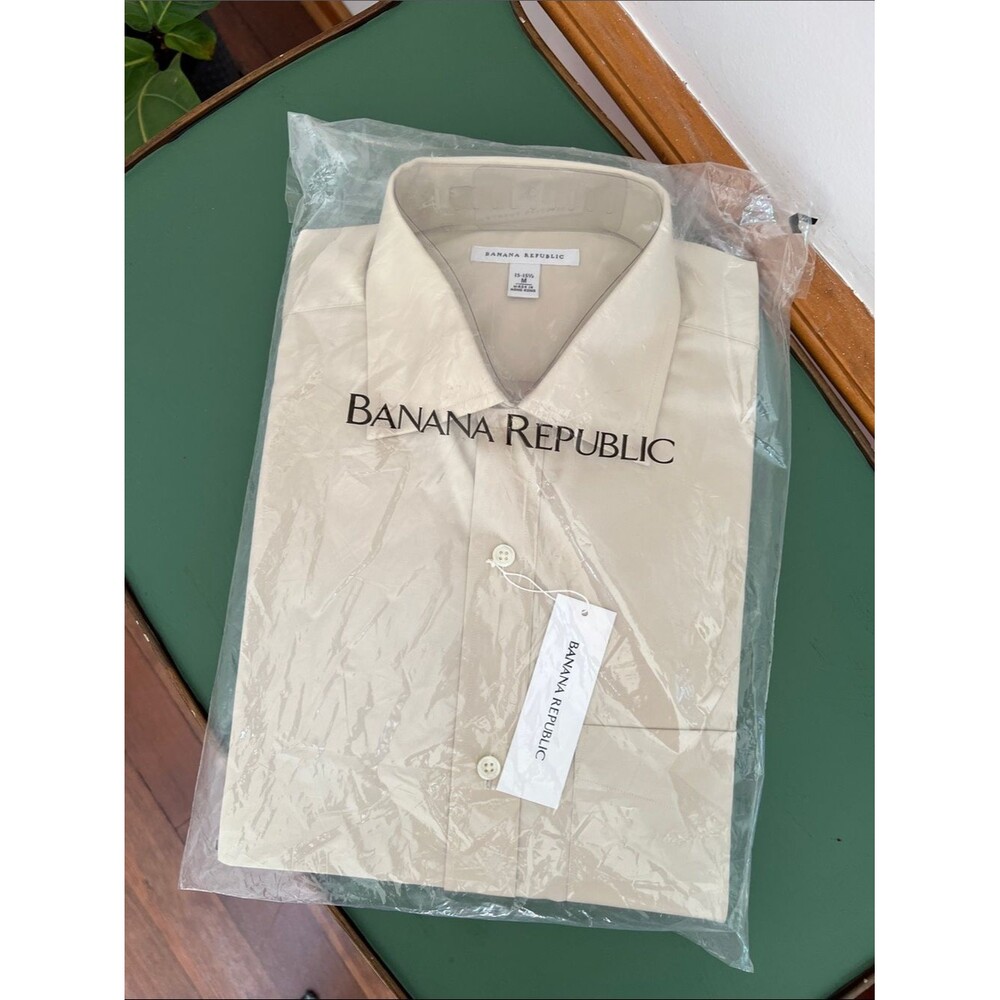 Banana Republic Men's Beige Twill Dress Shirt — Point Collar, NWT